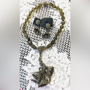Heidi Daus “Heavenly Bloom” set: Swarovski necklace & clip dangle earrings